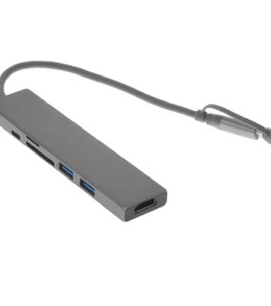 Док-станция Qumo Dock 7 HB-0008, USB Type-C, PD/HDMI/USB 3.0/SD/Micro SD, USB Type-C