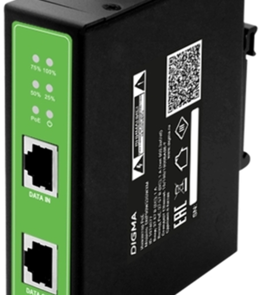 Инжектор PoE Digma DNP90W48GDXM 10/100/1000BASE-T 90Вт 37-57В(DC)