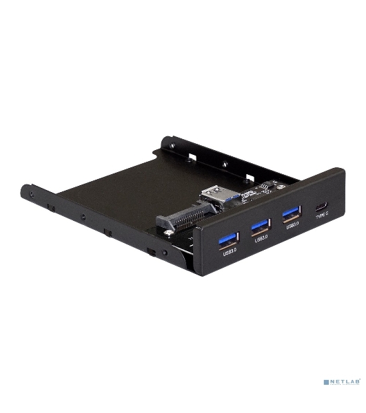 Планка USB на переднюю панель ExeGate U3H-623, 3,5', 3*USB3.0+1*TypeC, черная, металл, подсоединение к мат. плате12