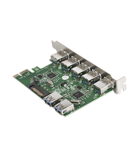 Контроллер ExeGate EXE-317 PCI-E 2.0, 5*USB 3.0 ext + 2*USB 3.0 int, разъем доп.питания (OEM)