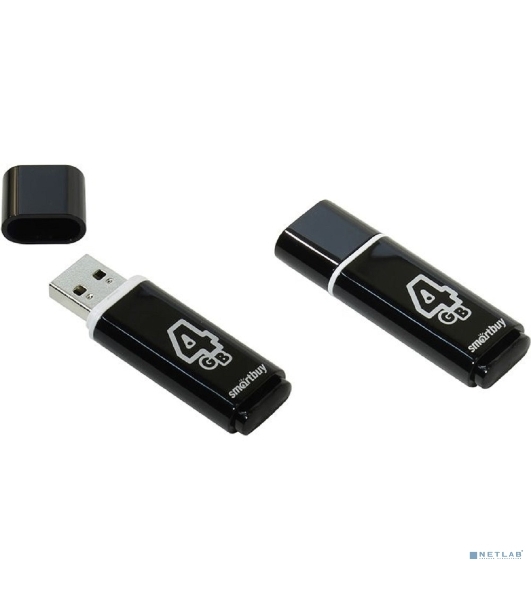 Флешка USB Smartbuy Glossy series black (SB4GbGS-K), 4Gb, USB 2.0, R/W 25/15, черный