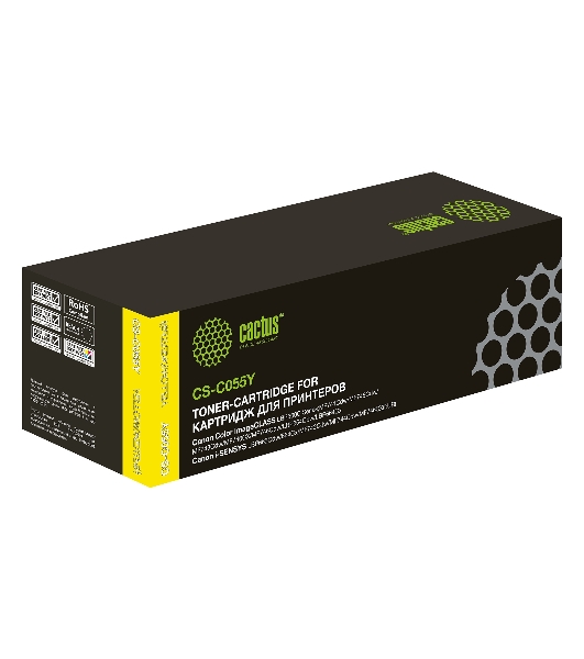 Картридж лазерный Cactus CS-C055Y желтый (2100 стр.) для Canon LBP663Cdw, LBP664Cx, MF746Cx, MF742Cdw, MF744Cdw