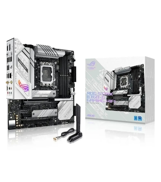 Материнская плата ASUS ROG STRIX B760-G GAMING WIFI, LGA 1700, Intel B760, 4xDDR5, 4xSATA, 2xM.2, 1xPCIe 5.0 x16, 1xPCIe 4.0 x4, 1xHDMI, 1xDP, 1x 2.5Gb LAN, 1xUSB-A 3.2 Gen 2, 2xUSB-A 3.2 Gen 1, 4xUSB-A 2.0, 1xUSB-C 3.2 Gen 1, 1xUSB-C 3.2 Gen 2x2, 5x3.5 мм, 7.1, mATX