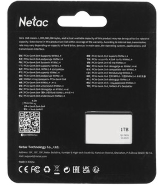 Накопитель SSD Netac NV5000, 1Tb, M.2 2280, PCIe 4.0 x4, NVMe, R/W 5000/4400, с радиатором
