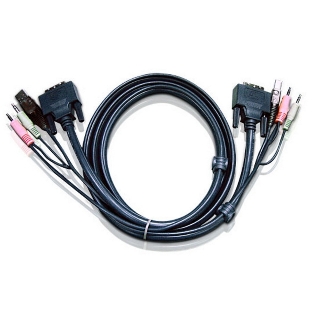 Кабель ATEN KVM USB(тип А Male)+DVI-D(Male)+2хАудио(Male) (-) USB(тип B Male)+DVI-D(Male)+2хАудио(Male) 3м., черный. CABLE DVI/USBA/SP.MC-DVI/USB B 3.0M