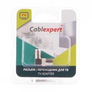 Переходник Cablexpert APL-FTVF-02, F (мама)/TV (мама), 90 градусов, блистер