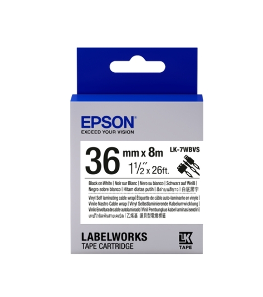 Картридж ленточный Epson LK-7WBVS (C53S657014) черный на белом (36 мм 8 м) для LabelWorks LW-900P LW-900