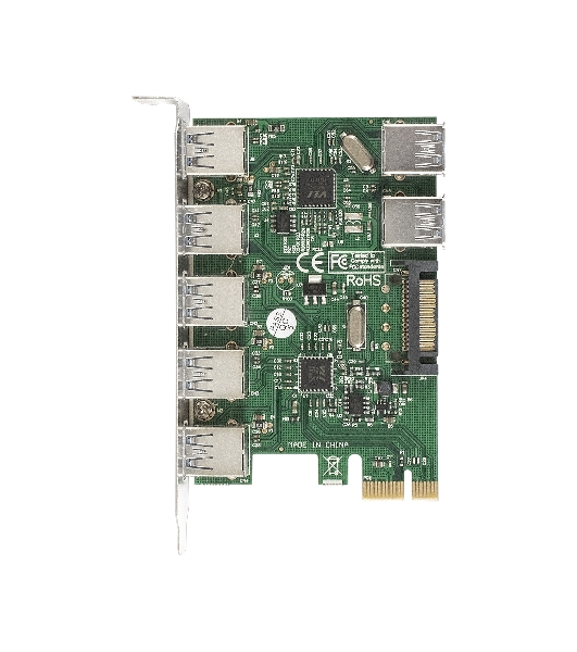 Контроллер ExeGate EXE-317 PCI-E 2.0, 5*USB 3.0 ext + 2*USB 3.0 int, разъем доп.питания (OEM)