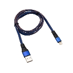 Кабель Rexant USB-Lightning 2.4 A, 1 м, синяя нейлоновая оплетка, фото 1