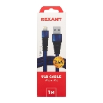 Кабель Rexant USB-Lightning 2.4 A, 1 м, синяя нейлоновая оплетка, фото2