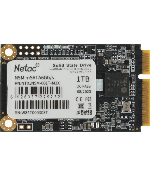 Накопитель SSD Netac N5M, 1000Gb, mSATA, R/W 560/520