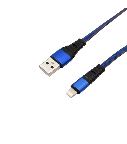 Кабель Rexant USB-Lightning 2.4 A, 1 м, синяя нейлоновая оплетка