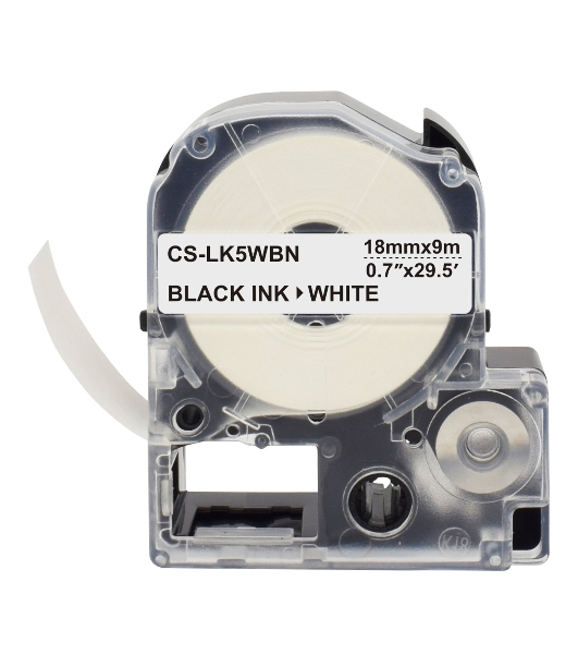 Картридж ленточный Cactus CS-LK5WBN черный шрифт, белый фон (18 мм, 9 м) для Epson LW300/LW400/LW700/LW600P/LW1000P