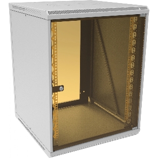Шкаф коммутационный Suprlan (05-1503) настенный 15U 600x450 мм пер. дв. стекл направл. под закл. гайки 70 кг RAL 7035 25.1 кг 750 мм