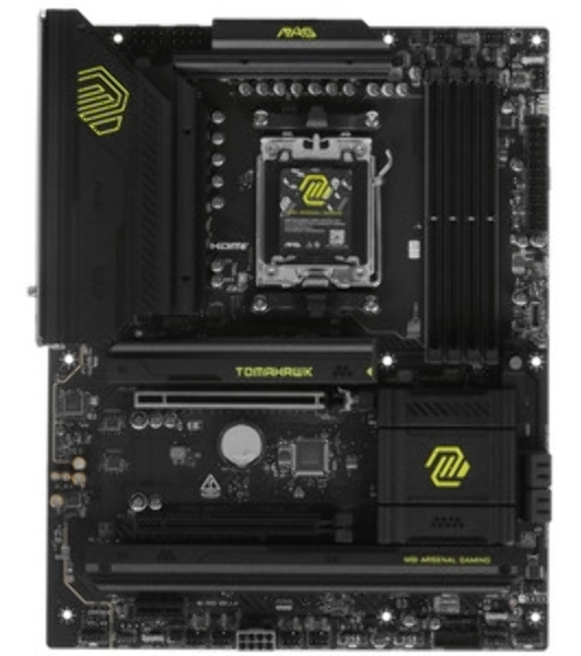 Материнская плата MSI MAG B850 TOMAHAWK WIFI, AM5, AMD B850, 4xDDR5, 4xSATA, 3xM.2, 1xPCIe 5.0 x16, 1xPCIe 4.0 x16, 1xPCIe x1, 1xHDMI, 1xDP, 1x5Gb LAN, Wi-Fi 7, Bluetooth 5.4, 1xUSB-C 20Gbps, 1xUSB-C 10Gbps, 2xUSB-A 10Gbps, 2xUSB-A 5Gbps, 4xUSB-A 2.0, 3x3.5 мм + S/PDIF оптический, 7.1, чёрный, ATX