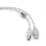 Кабель USB2.0 Pro Cablexpert CCF-USB2-AMBM-TR-6, AM/BM, 1,8м, экран, феррит.кольца, прозрачный, пакет, фото 1