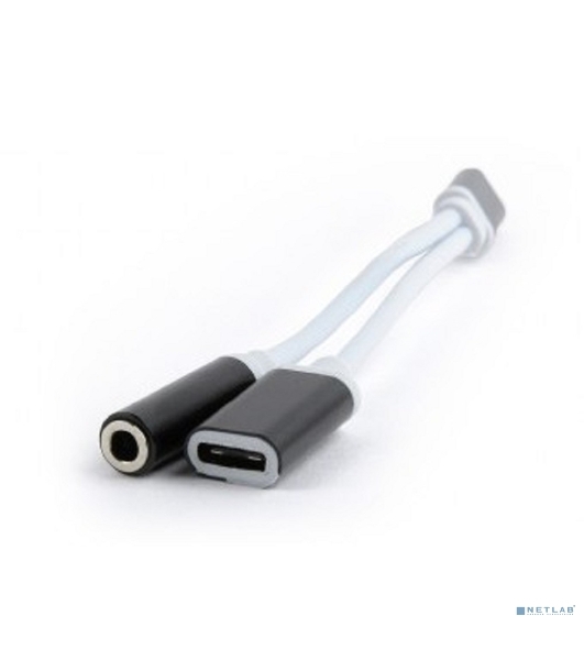 Переходник Cablexpert USB Type-C/Jack3.5 F+ Type-C F, черный, пакет (CCA-UC3.5F-02)