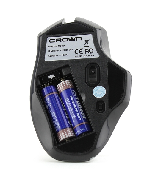 Мышь беспроводная Crown Gaming CMXG-801 черный, 1600 dpi, радиоканал, USB, кнопки - 7