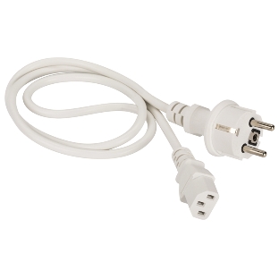 Шнур питания Lanmaster C13-Schuko прямая, 3х0.75, 220В, 10А, белый, 1.8 метра