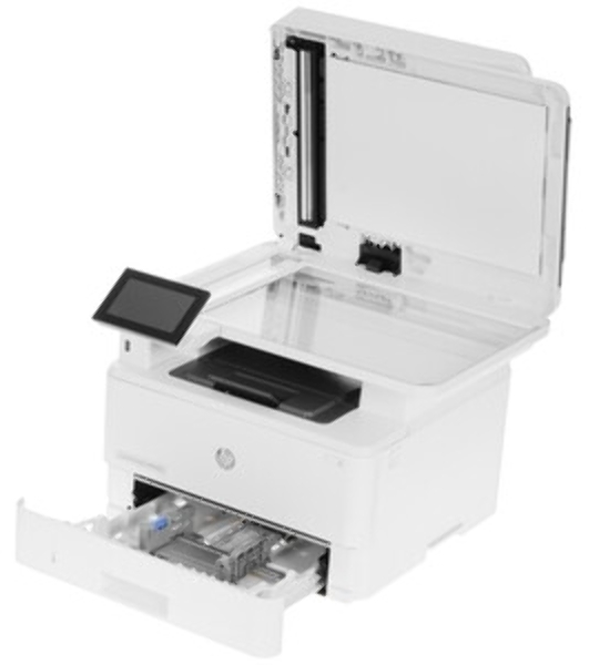 МФУ лазерное HP LaserJet Enterprise M430f (3PZ55A), A4, ч/б, печ. до 40 стр/мин., скан. до 29 стр/мин., 1200 x 1200 dpi (печать) 600x600dpi (скан), USB, RJ-45, Air Print, Mopria