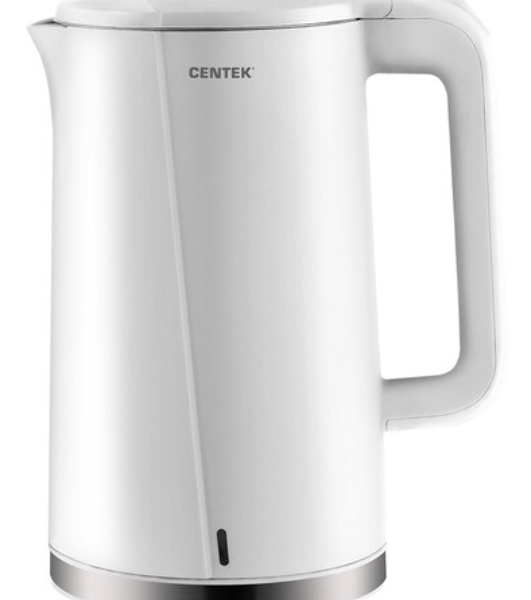 Электрочайник Centek CT-0005 белый, 1.7 л, 2200 Вт, скрытый нагревательный элемент