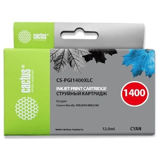 Картридж струйный Cactus CS-PGI1400XLC голубой пигментный (12 мл) для Canon MB2050/MB2350/MB2040/MB2340