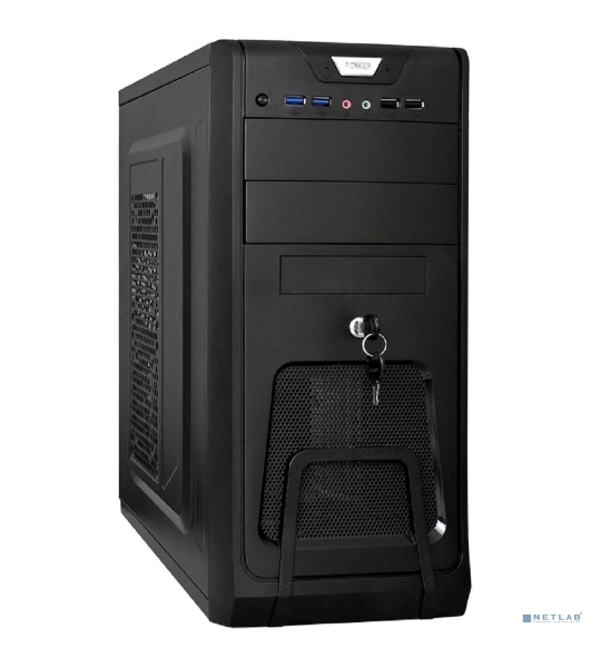 Компьютерный корпус Miditower ExeGate CP-603UB Black, ATX, (CP500W, 80мм), 2*USB+2*USB 3.0, Audio, замок блокировки кнопки питания