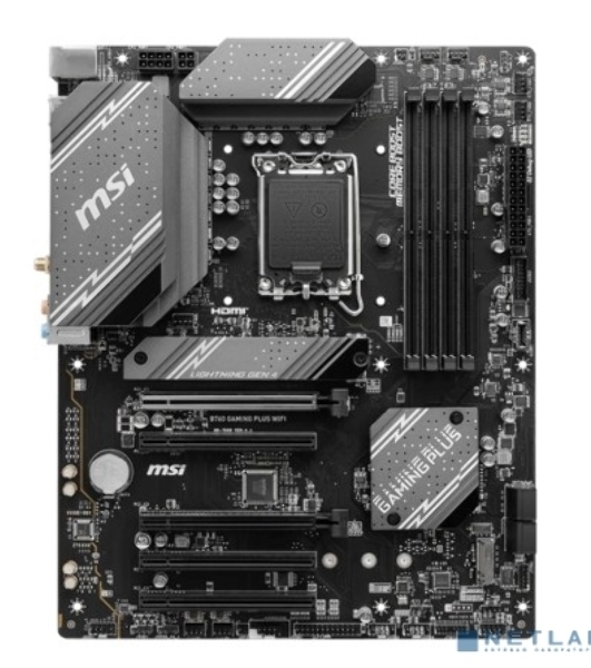 Материнская плата MSI B760 GAMING PLUS WIFI, LGA 1700, Intel B760, 4xDDR5, 4xSATA, 2xM.2, 1xPCI-E 4.0 x16, 3xPCI-E 3.0 x1, 1xDP, 1xHDMI, 1x 2.5Gb LAN, 2xUSB-A 3.2 Gen 2, 4xUSB 2.0, 5x3.5 мм, 7.1, Standard-ATX