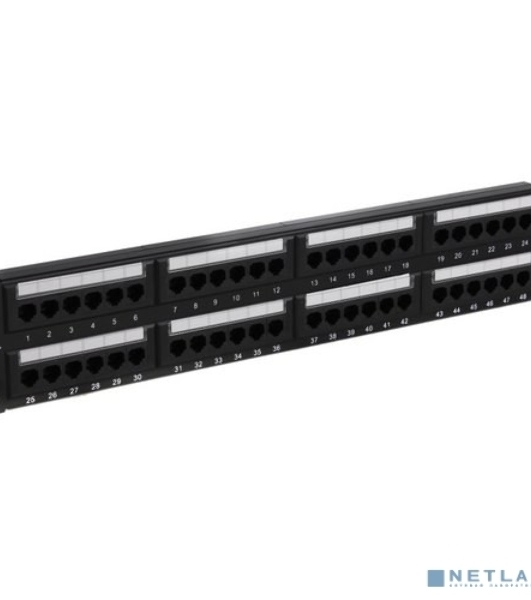 Патч-панель UTP 19' 48 port кат.6 ExeGate разъем KRONE&110 (dual IDC), 2U, RoHS, черный