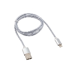 Кабель Rexant USB-Lightning 1 м, серебристая нейлоновая оплетка, фото 1