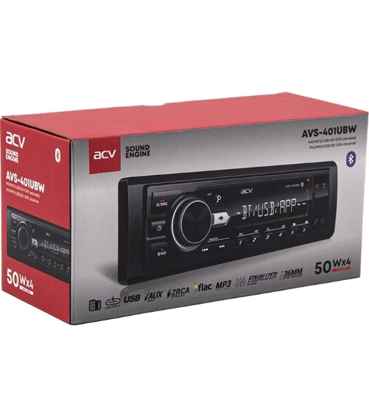 Автомагнитола ACV AVS-401UBW, 1 DIN, Bluetooth, USB Type-A, AUX