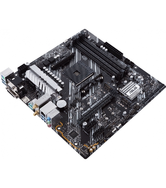 Материнская плата ASUS PRIME B550M-A WIFI II, AM4, AMD B550, 4xDDR4, 4xSATA, 2xM.2, 1xPCI-E 4.0 x16, 2xPCI-E x1, 1xDVI-D, 1xHDMI, 1xVGA, 1x 1Gb LAN, 2xUSB-A 3.2 Gen 2, 4xUSB-A 3.2 Gen 1, 3x3.5 мм, 7.1, Micro-ATX