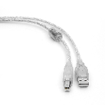 Кабель USB2.0 Pro Cablexpert CCF-USB2-AMBM-TR-10, AM/BM, 3м, экран, феррит.кольца, прозрачный, пакет, фото 1
