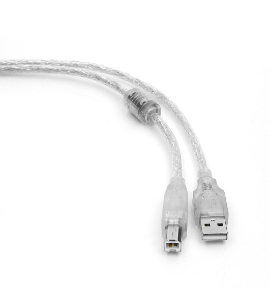 Кабель USB2.0 Pro Cablexpert CCF-USB2-AMBM-TR-10, AM/BM, 3м, экран, феррит.кольца, прозрачный, пакет