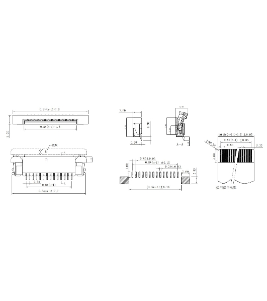 Разъем FPC Half Coverage Top Contact 0.8K-BS-6PWB 6 pin высота 2мм шаг 0,8мм