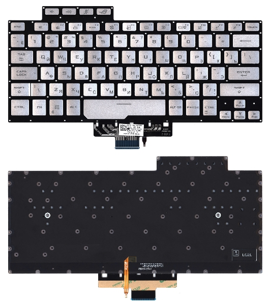 Клавиатура для ноутбука Asus ROG Zephyrus G14 GA401 серебристая c подсветкой маленький энтер