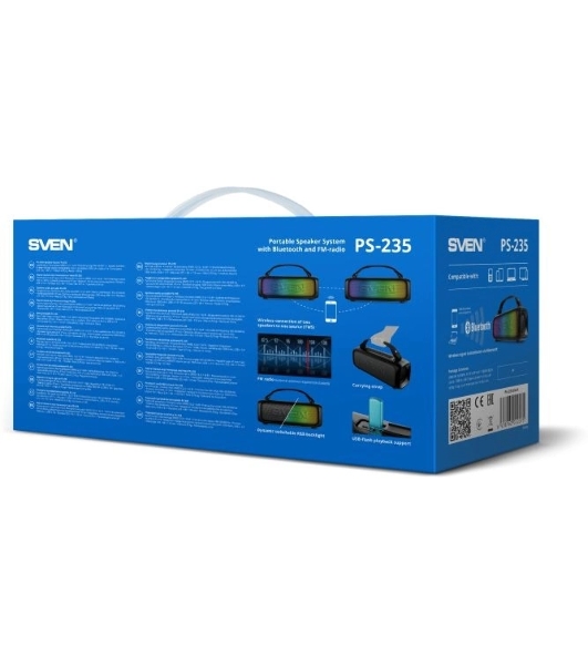 Портативная колонка SVEN PS-235 черный 12W 2.0 BT 3600mAh