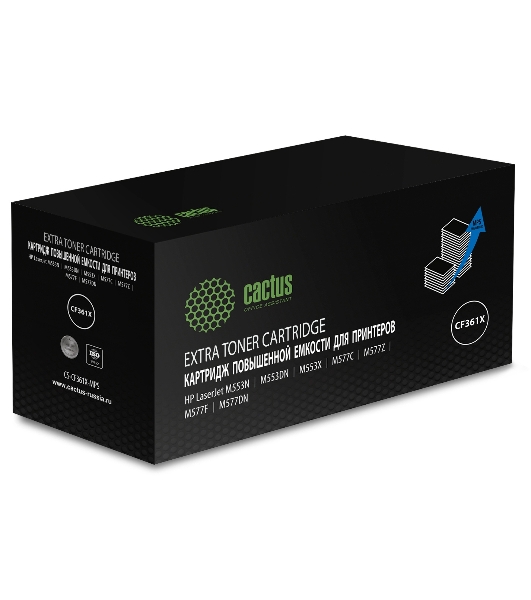 Картридж лазерный Cactus CS-CF361X-MPS, CF361XX голубой (18000 стр.) для HP CLJ M552dn/M553dn/M553N/M553x