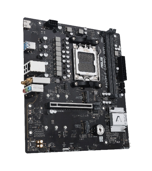 Материнская плата ASUS A620M-F GAMING WIFI, AM5, AMD A620, 2xDDR5, 2xM.2, 1xPCIe 4.0 x16, 1xHDMI, 1x2.5Gb LAN, Wi-Fi 6E, Bluetooth 5.3, 2xUSB-A 5Gbps, 2xUSB-A 2.0, 3x3.5 мм, 7.1, mATX