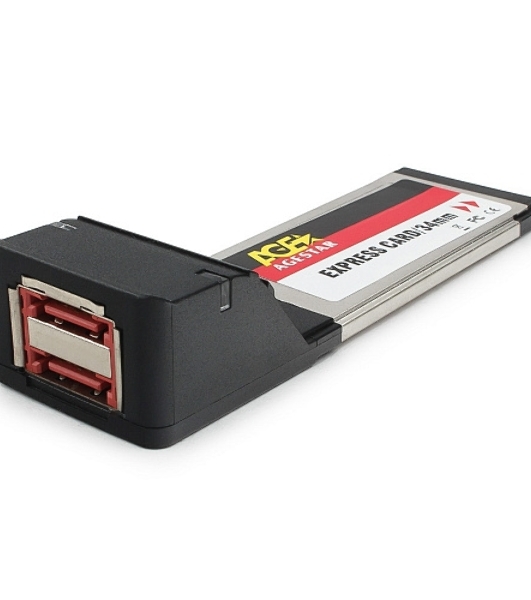 Контроллер eSATAII AgeStar as-eces2-s, Expresscard, порты: 2 х внешн. eSATAII (SILICON 3132 chip)