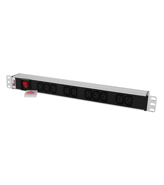 Блок розеток Rem-10 без шнура с выкл., 10 IEC 60320 C13, вход IEC 60320 C14, 10A, алюм., 19'