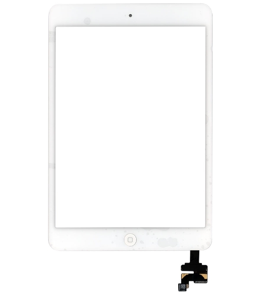 Сенсорное стекло (тачскрин) Ipad mini + stiker + IC с кнопкой Home, белое (A1432 A1454 A1455) OEM