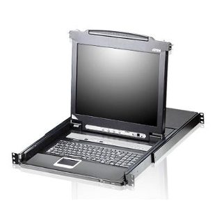 Переключатель KVM ATEN LCD 17' => 8 cpu PS2/USB+VGA, с KVM-шнурами PS2 1х1.8м.;USB 1x1.8м., 1280x1024, 1U 19', исп.спец.шнуры (CL5708M-AT-RG)