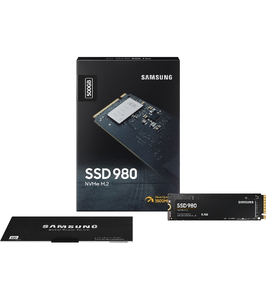 Накопитель SSD Samsung 980 MZ-V8V500BW, 500Gb, PCIe 3.0 x4, M.2 2280, NVMe, R/W 3100/2600