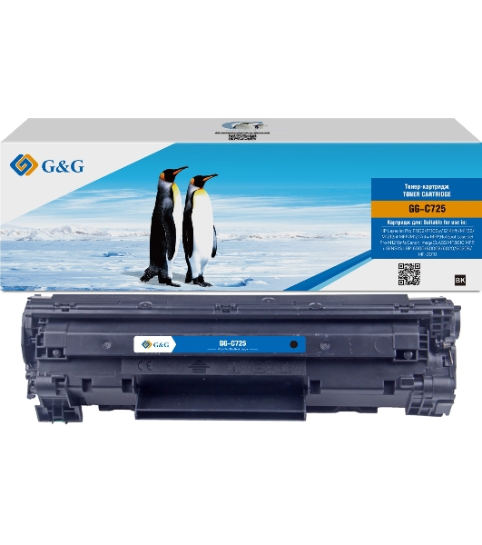 Картридж лазерный G&G GG-C725 черный (1600 стр.) для Canon imageCLASS MF3010 MFP/LBP-6000/6000B/6020/6020B/MF-3010, LJ P1102/1102w Pro M1130/1212