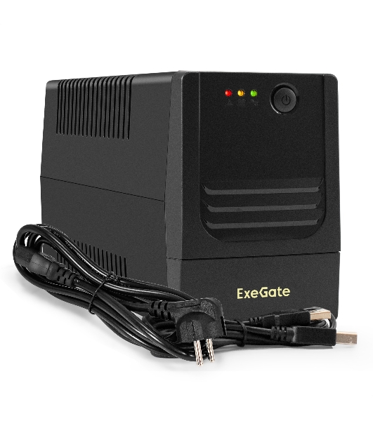 Источник бесперебойного питания ExeGate Power NB-650.LED.AVR.4C13.USB (650VA/390W, LED, AVR, 4*C13, USB, батарея 12V 7Ah, черный)