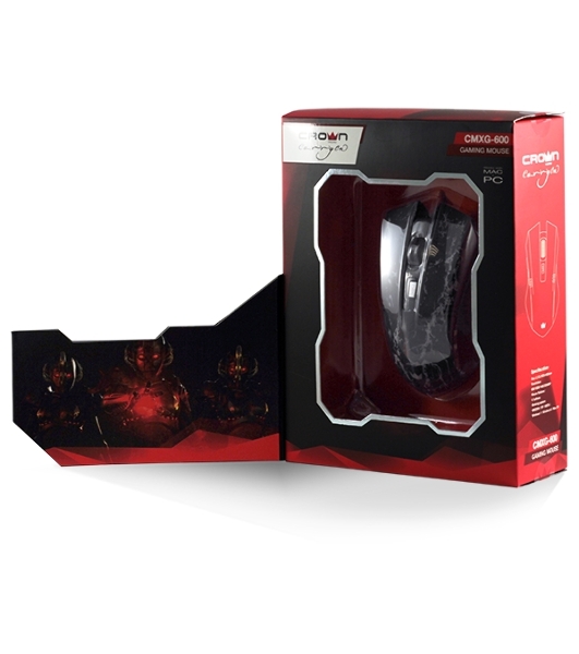 Мышь проводная Crown Gaming CMXG-600 черный, 2200 dpi, USB, кнопки - 6