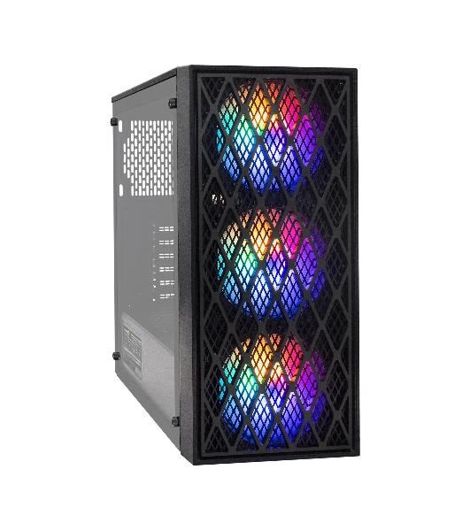 Компьютерный корпус Miditower ExeGate EVO-8243-EVO800 (ATX, БП EVO800RGb с вент. 12 см, 2хUSB+1хUSB 3.0, черный, 3 вент. с RGb подсветкой, боковая панель - закаленное стекло)