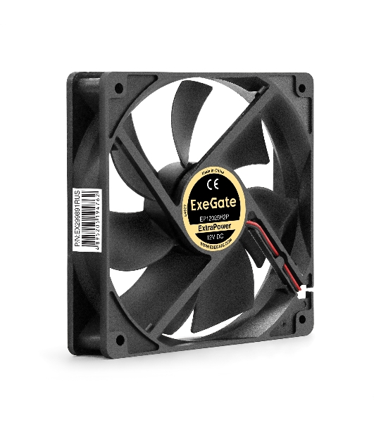 Вентилятор 12В DC ExeGate ExtraPower EP12025H2P (120x120x25 мм, Hydraulic bearing (гидродинамический), 2pin, 1800RPM, 28dBA)