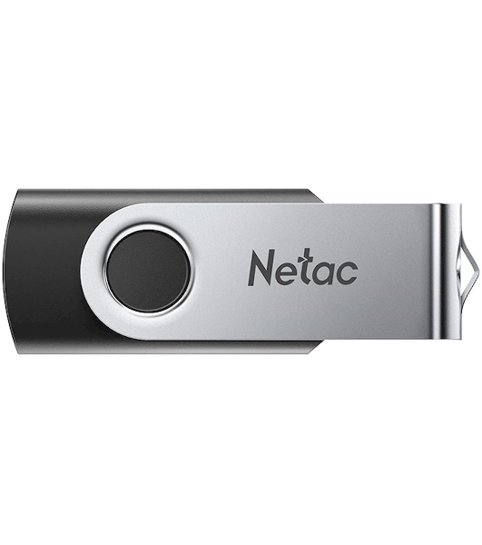 Флешка USB Netac U505 (NT03U505N-128G-30BK), 128Gb, USB 3.0, R/W 110/45, черный/серебристый